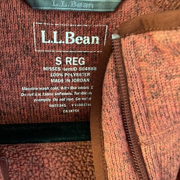 L.L.BEAN Women's Sweater Fleece Full-Zip Jacket in Rose Red Size Small - Picture 2 of 5